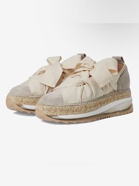 Free People Cream and Taupe Bow Espadrille Platform Sneakers